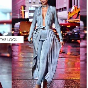 Sexy long silky blazer